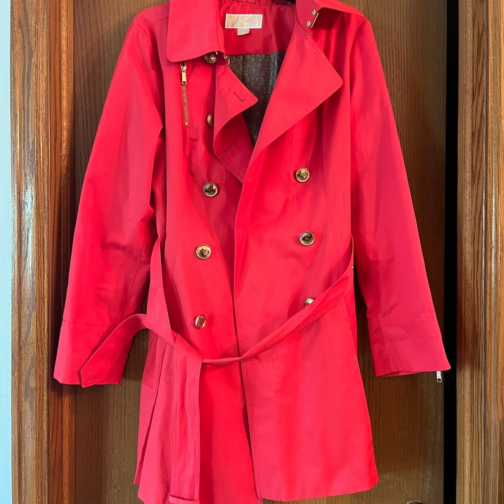 Michael Kors Red Trench Coat Double-Breasted
